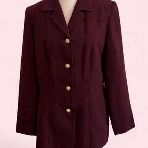 Vintage Laura Benson Burgundy Blazer | Gold Buttons | Size 12